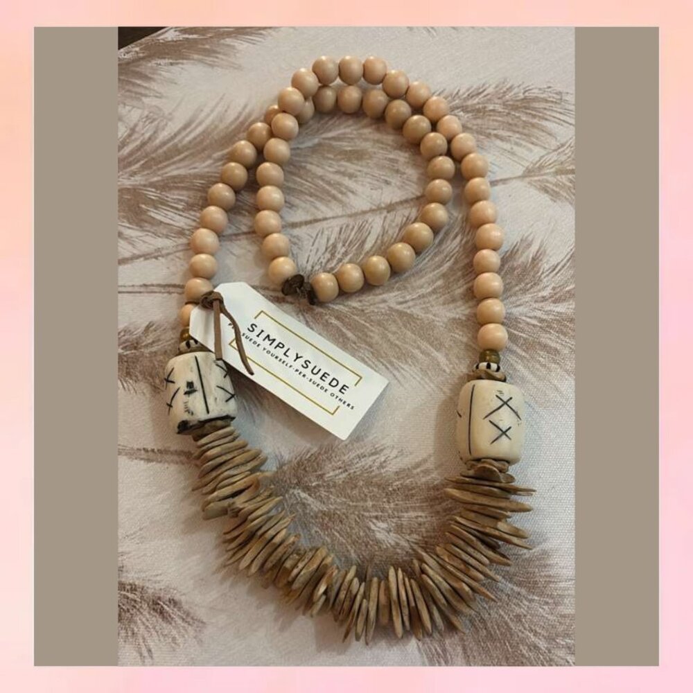 Beige Statement Bead Necklace